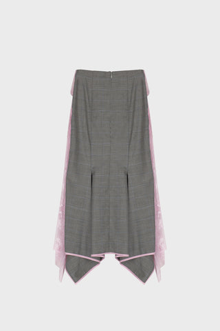 TAILORED MIDI SKIRT IN LACE AND MERINO WOOL