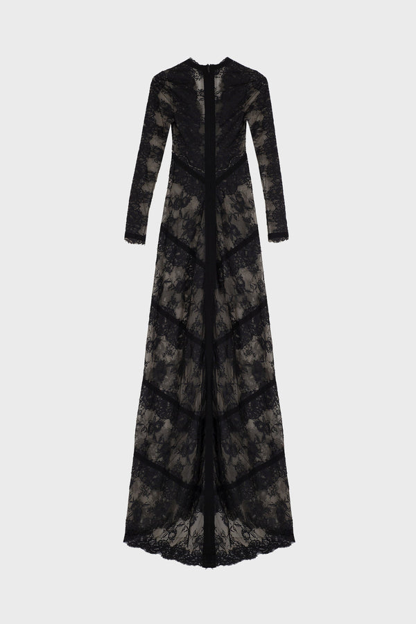 LONG-SLEEVE MAXI DRESS IN LACE