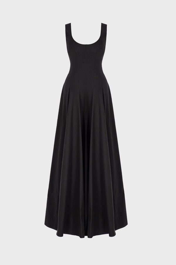 PANELED MAXI DRESS IN TECHNICAL-COTTON