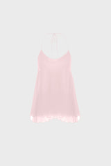 SPAGHETTI-STRAP TOP IN SILK-GEORGETTE