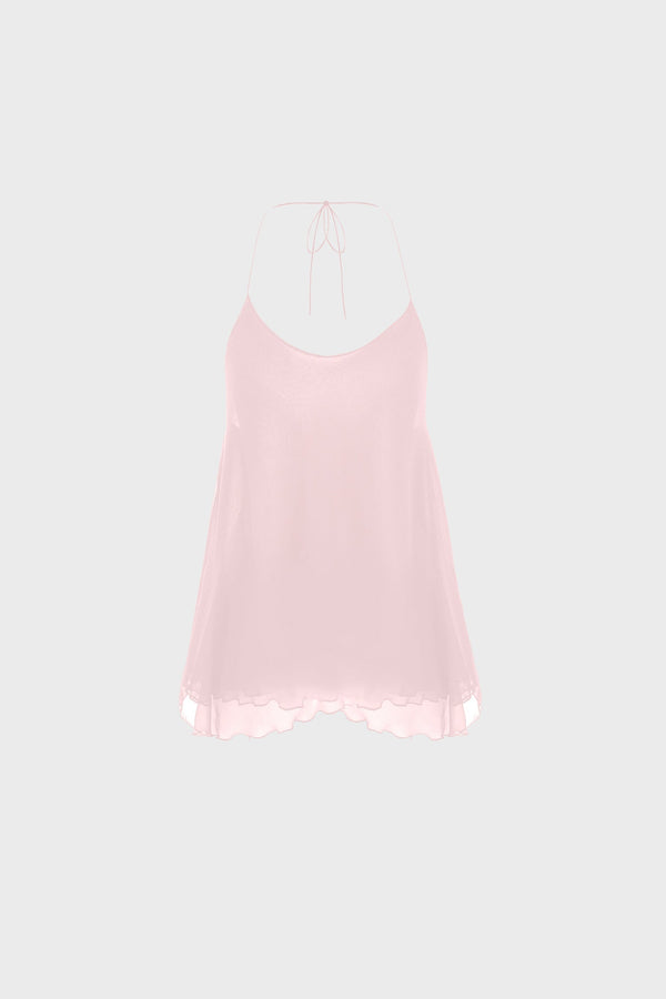 SPAGHETTI-STRAP TOP IN SILK-GEORGETTE