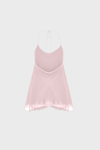 SPAGHETTI-STRAP TOP IN SILK-GEORGETTE