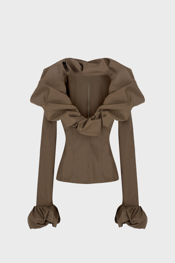 SCULPTED TOP IN TECHNICAL-COTTON