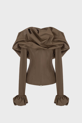 SCULPTED TOP IN TECHNICAL-COTTON