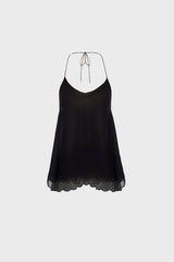 SPAGHETTI-STRAP TOP IN SILK-GEORGETTE