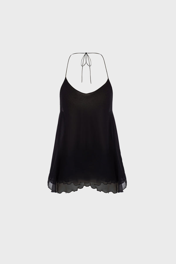 SPAGHETTI-STRAP TOP IN SILK-GEORGETTE