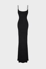 SPAGHETTI-STRAP MAXI DRESS IN CREPE-JERSEY