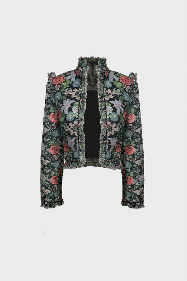 TAILORED CROPPED JACKET IN BROCADE