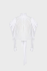 TAILORED PUFF-SLEEVE SHIRT IN MESH