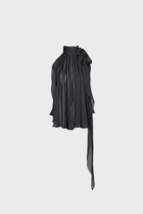 TAILORED DRAPED TOP IN SILK-GEORGETTE