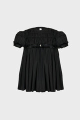 HAND-EMBELLISHED PUFF-SLEEVE TOP IN COTTON-POPLIN