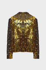 HAND-EMBROIDERED SEQUINED TOP IN MESH