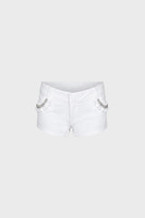 HAND-EMBELLISHED MINI SHORTS IN SATIN
