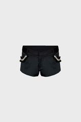 HAND-EMBELLISHED MINI SHORTS IN SATIN