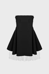 TAILORED PANELED SKIRT IN WOOL AND COTTON-POPLIN
