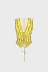 TAILORED LACE-UP VEST IN SATIN AND MESH