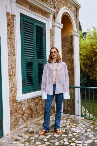 GENERATION78 | GALAXY EMBELLISHED LOOSE - FIT SHIRT IN COTTON - POPLIN