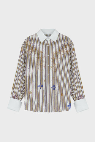 GENERATION78 | GALAXY EMBELLISHED LOOSE - FIT SHIRT IN COTTON - POPLIN
