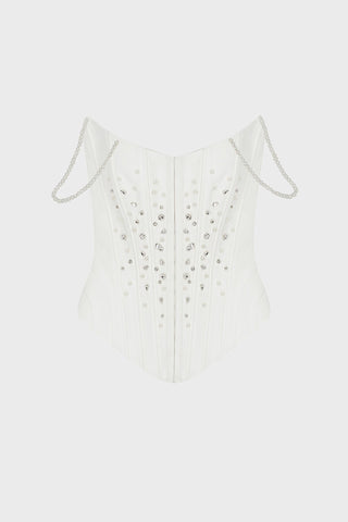 HAND-EMBELLISHED CORSET TOP IN CREPE