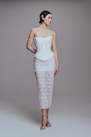 HAND-EMBELLISHED CORSET TOP IN CREPE