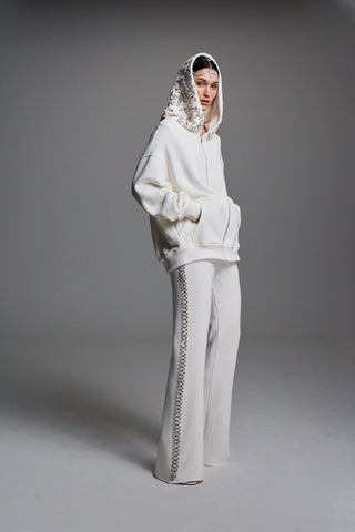 CRYSTAL-EMBELLISHED SWEATPANTS IN COTTON-JERSEY