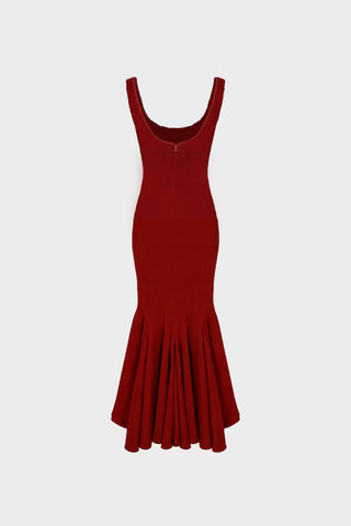GODET MIDI DRESS IN CREPE-JERSEY