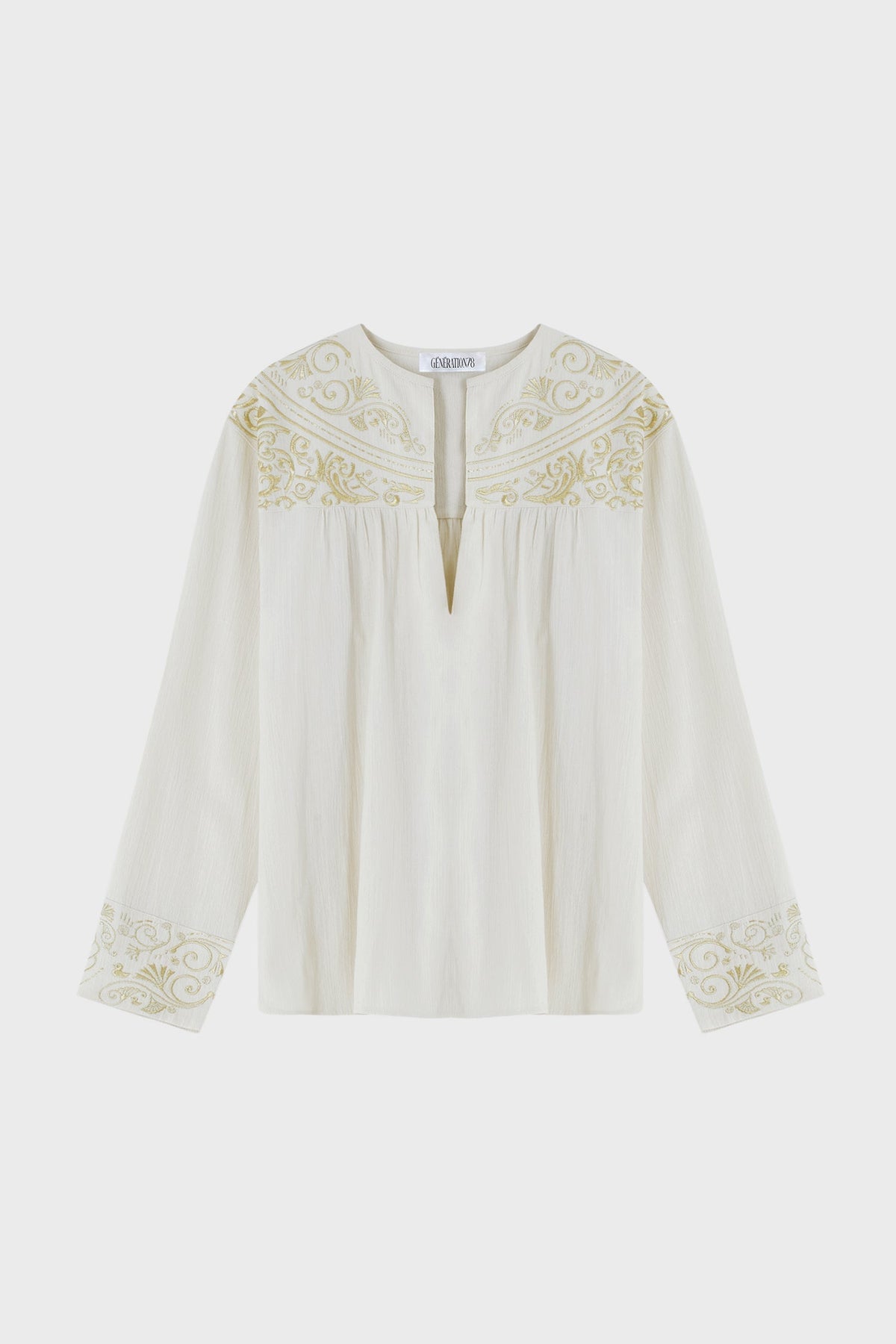 GOLDWORK EMBROIDERED BLOUSE IN COTTON