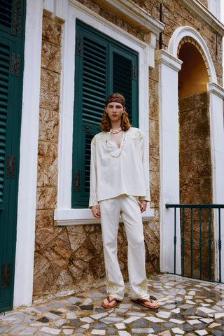GOLDWORK EMBROIDERED STRAIGHT-LEG PANTS GENERATION78