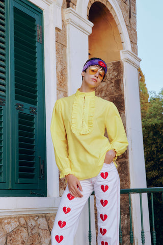 GENERATION78 | HEART EMBROIDERED STRAIGHT - LEG PANTS