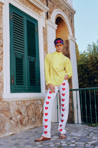 GENERATION78 | HEART EMBROIDERED STRAIGHT - LEG PANTS