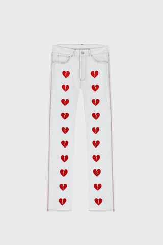 GENERATION78 | HEART EMBROIDERED STRAIGHT - LEG PANTS