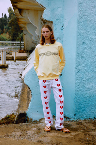 GENERATION78 | HEART EMBROIDERED STRAIGHT - LEG PANTS