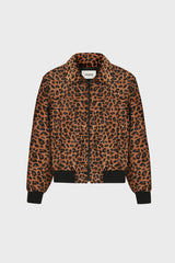 LEOPARD-PRINT BOMBER JACKET IN CALFSKIN