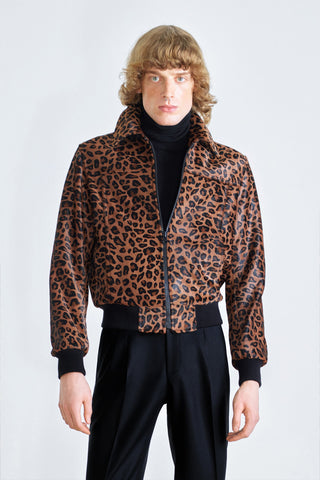 GENERATION78 | LEOPARD - PRINT BOMBER JACKET IN CALFSKIN