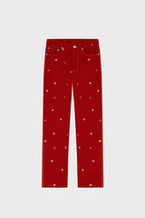 PALM EMBROIDERED STRAIGHT-LEG PANTS