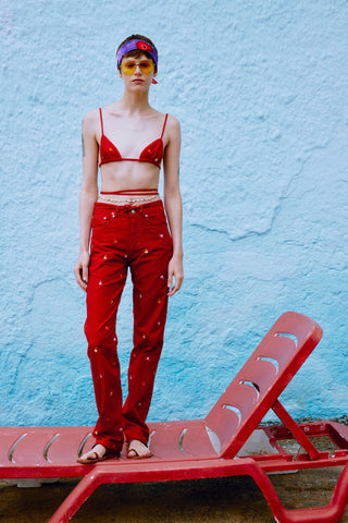 GENERATION78 | PALM EMBROIDERED STRAIGHT - LEG PANTS