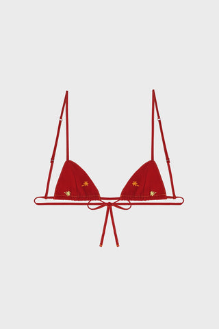 GENERATION78 | PALM EMBROIDERED TRIANGLE BIKINI TOP