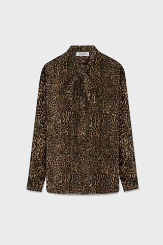 GENERATION78 | LEOPARD - PRINT PUSSY - BOW SHIRT IN CHIFFON