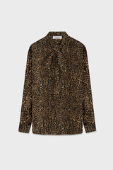 PUSSY-BOW LEOPARD-PRINT SHIRT IN CHIFFON