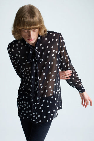 GENERATION78 | POLKA - DOT PUSSY - BOW SHIRT IN CHIFFON