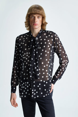 GENERATION78 | POLKA - DOT PUSSY - BOW SHIRT IN CHIFFON