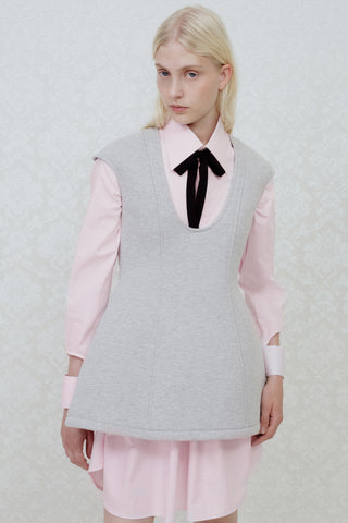 TAILORED SHIRT DRESS IN COTTON-SATIN
