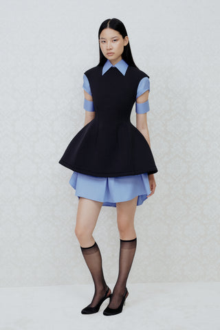 TAILORED SHIRT DRESS IN COTTON-SATIN