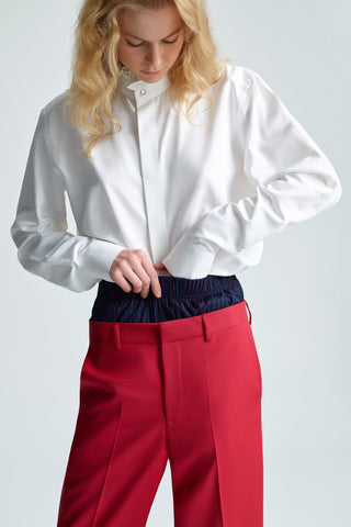 GENERATION78 | RUFFLED - NECK SHIRT IN COTTON - POPLIN