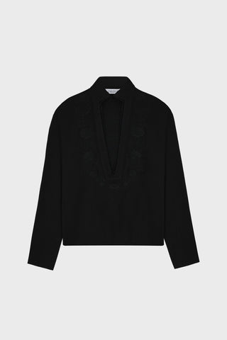 GENERATION78 | SEASHELL EMBROIDERED V - NECK SHIRT IN COTTON