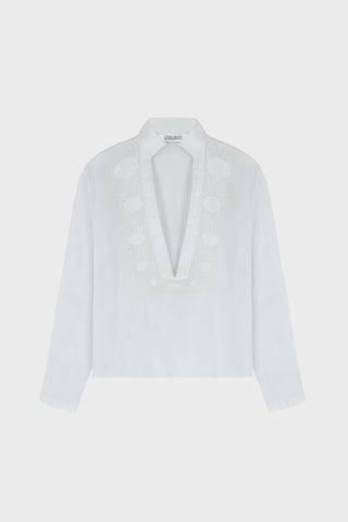 GENERATION78 | SEASHELL EMBROIDERED V - NECK SHIRT IN COTTON