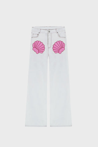 GENERATION78 | SEASHELL EMBROIDERED WIDE - LEG PANTS