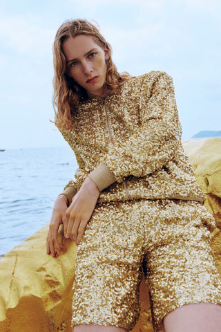 GENERATION78 | SEQUINED WIDE - LEG SHORTS