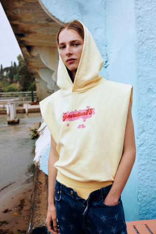 GENERATION78 | SLEEVELESS HOODIE IN COTTON JERSEY