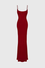 SPAGHETTI-STRAP MAXI DRESS IN CREPE-JERSEY